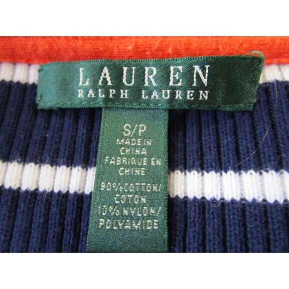 Lauren Ralph Lauren Navy White Stripe V Neck Button Up Cardigan Ladies S/P EUC - Picture 3 of 16